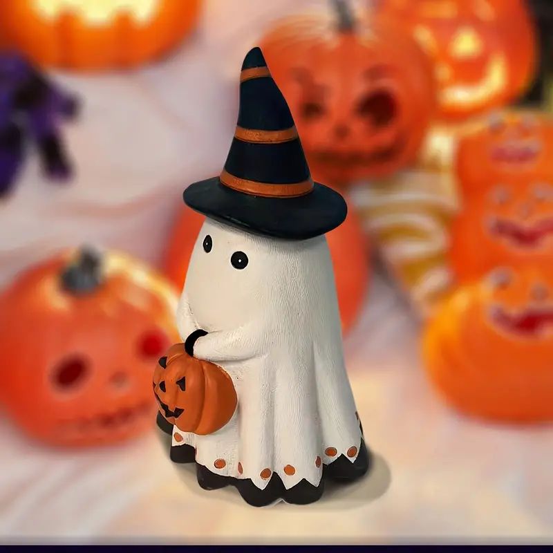 Ghost Pumpkin Resin Decoration