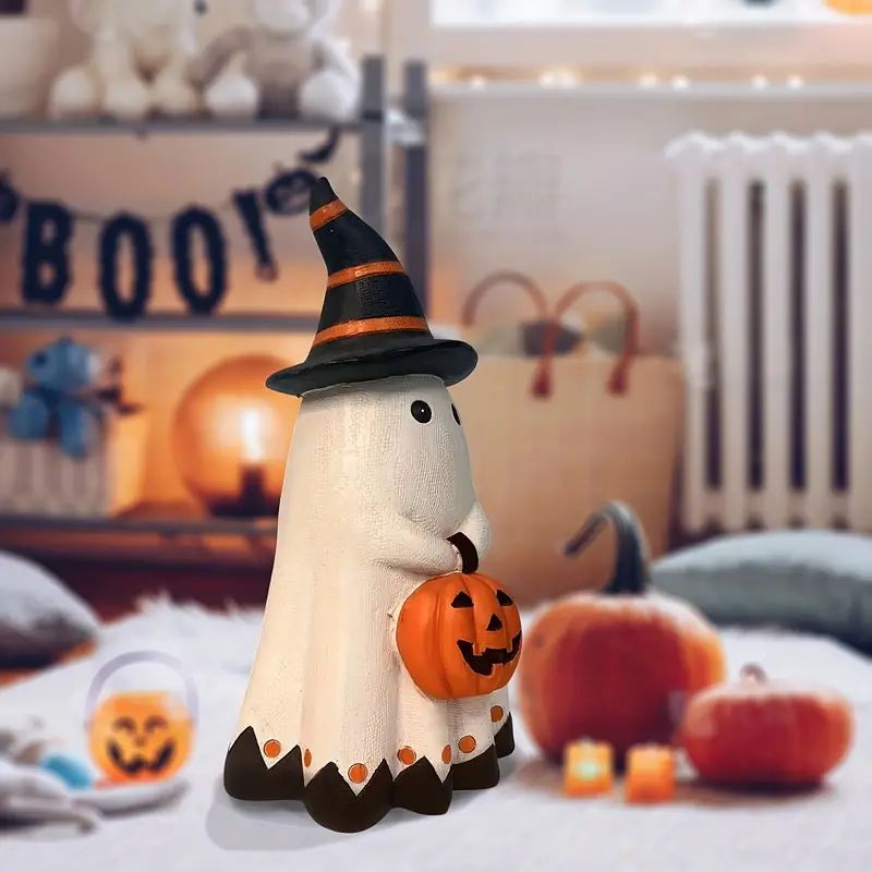 Ghost Pumpkin Resin Decoration