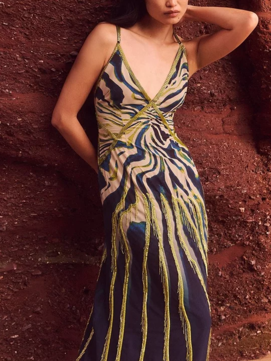 Printed Tassel Dress