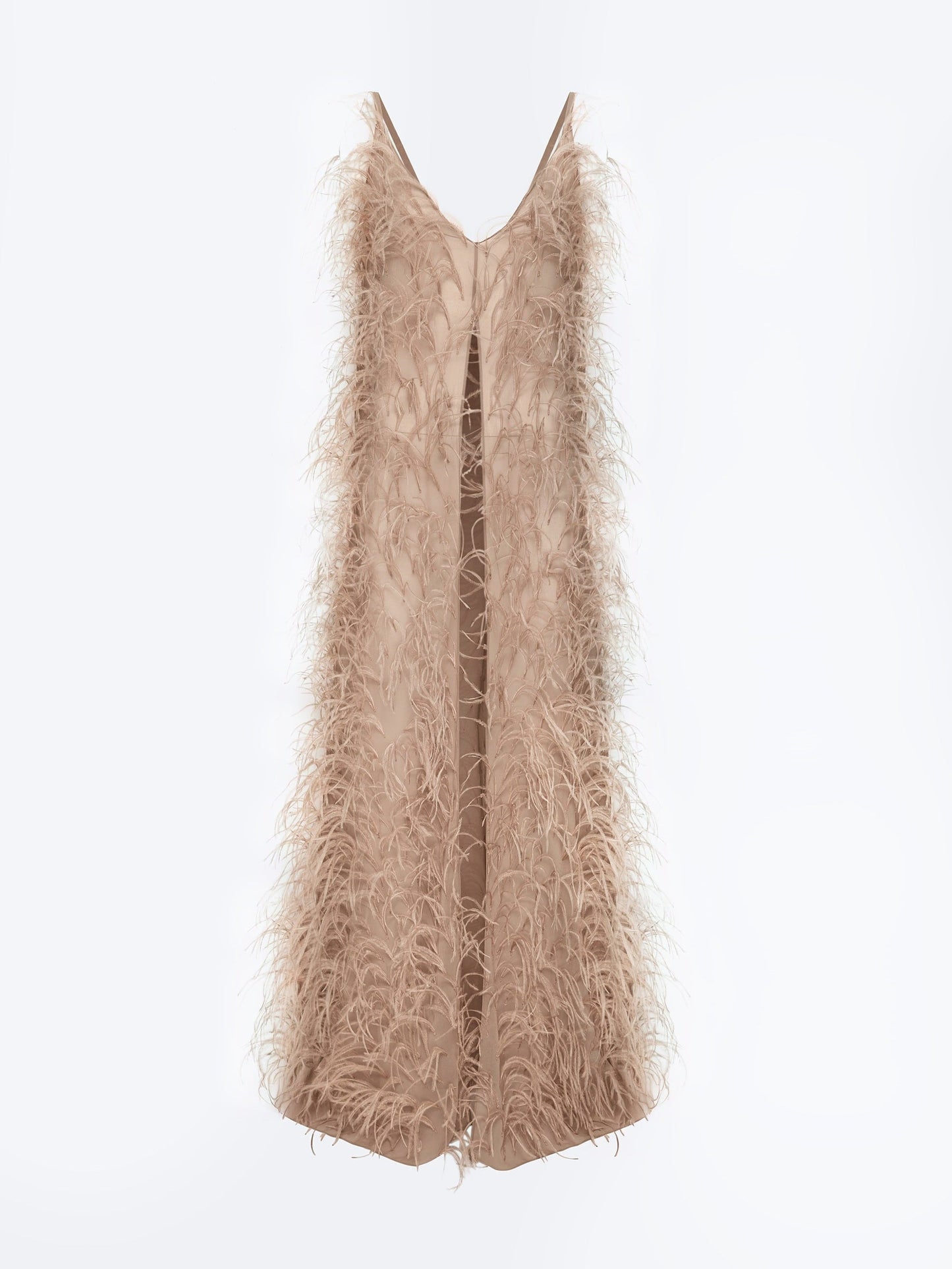 Feather Deep V Neck Slit Hem Top