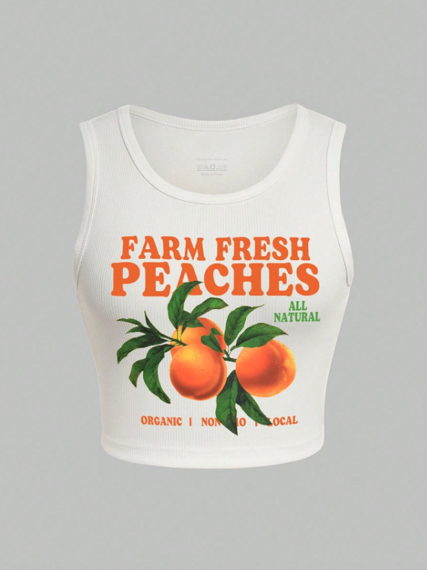Orange/Letter Printed Tank Top