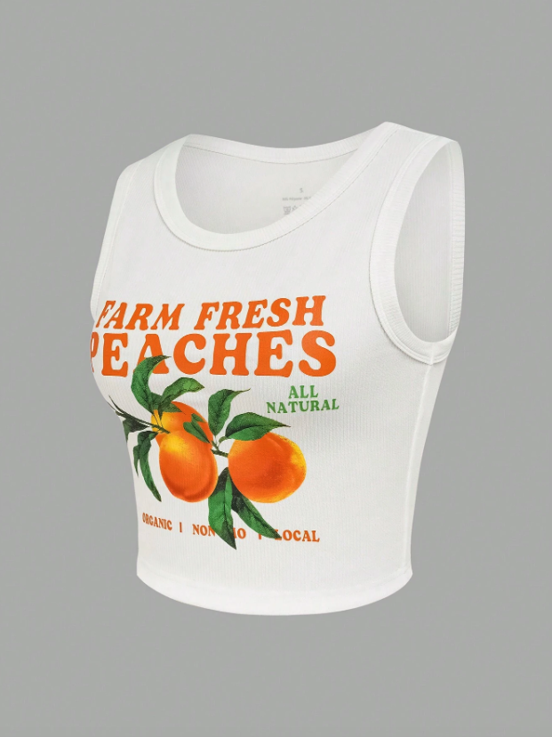 Orange/Letter Printed Tank Top