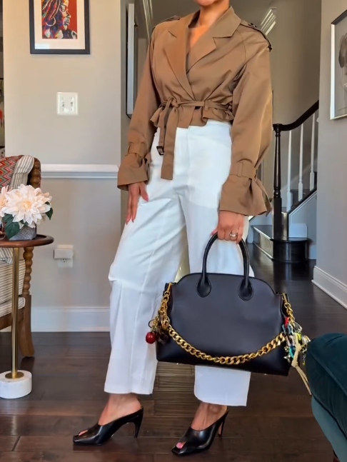 Camel Canvas Belt Detailed Jacket