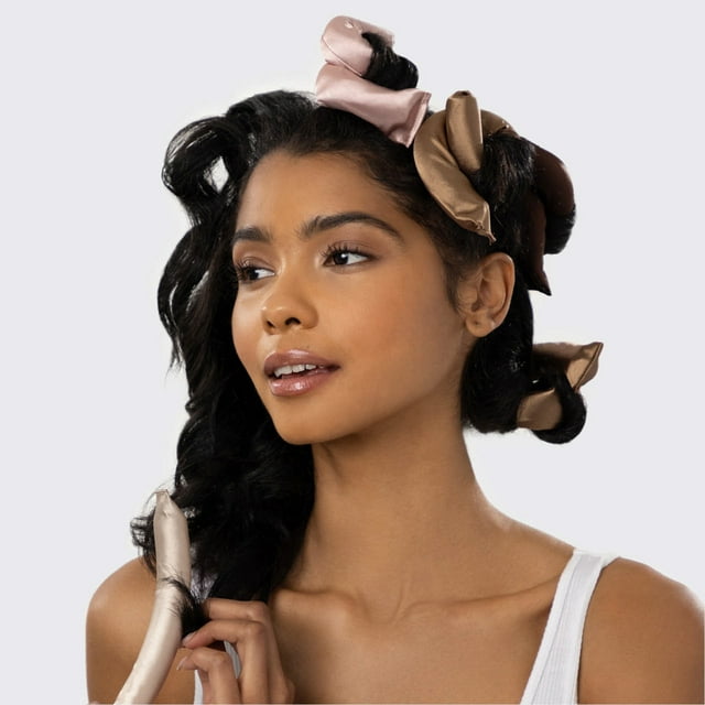 Flexi Rods Heatless Hair Curler, Satin Covered Curling Rod, Rosewood 6pcs