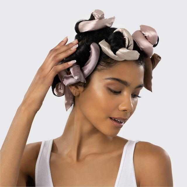 Flexi Rods Heatless Hair Curler, Satin Covered Curling Rod, Rosewood 6pcs