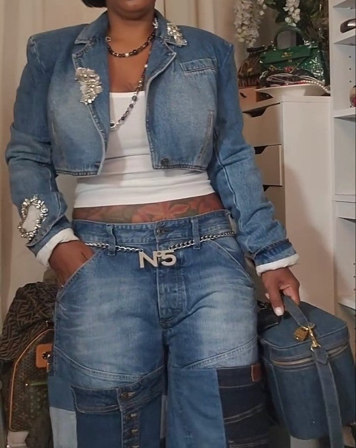 Jewelry Embellished Stylish Denim Jacket