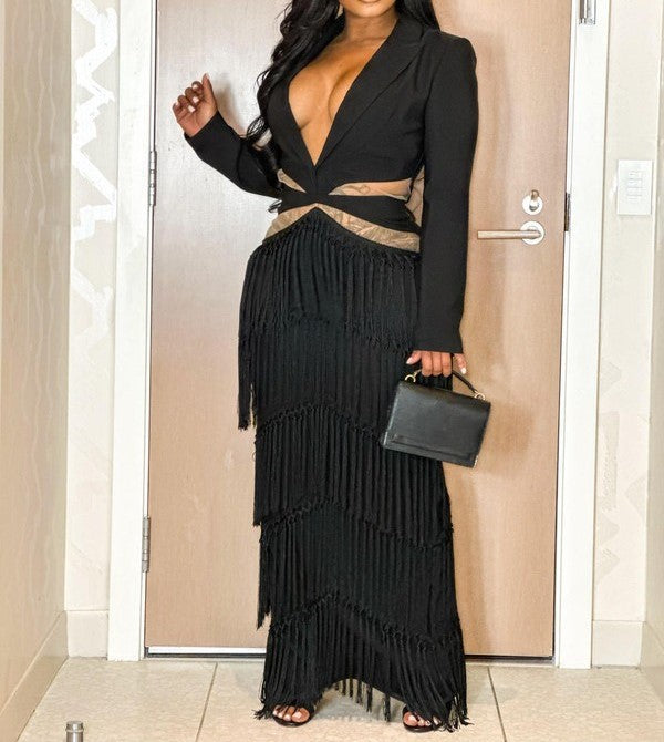 Black Tassel Maxi Dress