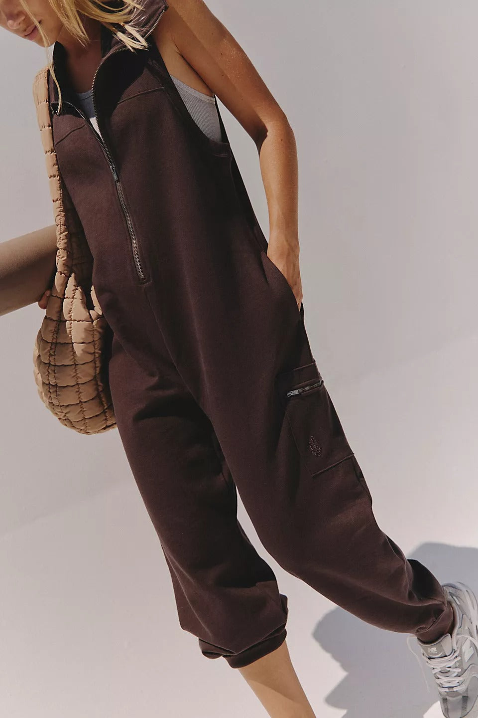 Front Zipper Closure Casual Jumpsuit