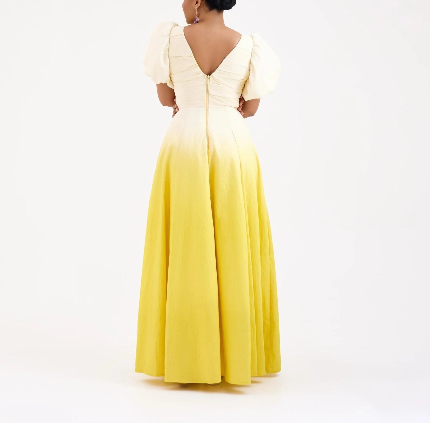 Ombre Puff Sleeve Maxi Dress