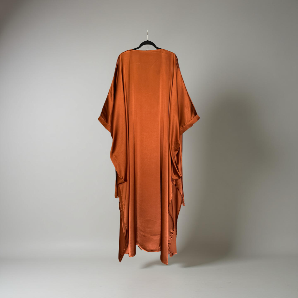 V-neck Loose Satin Dress