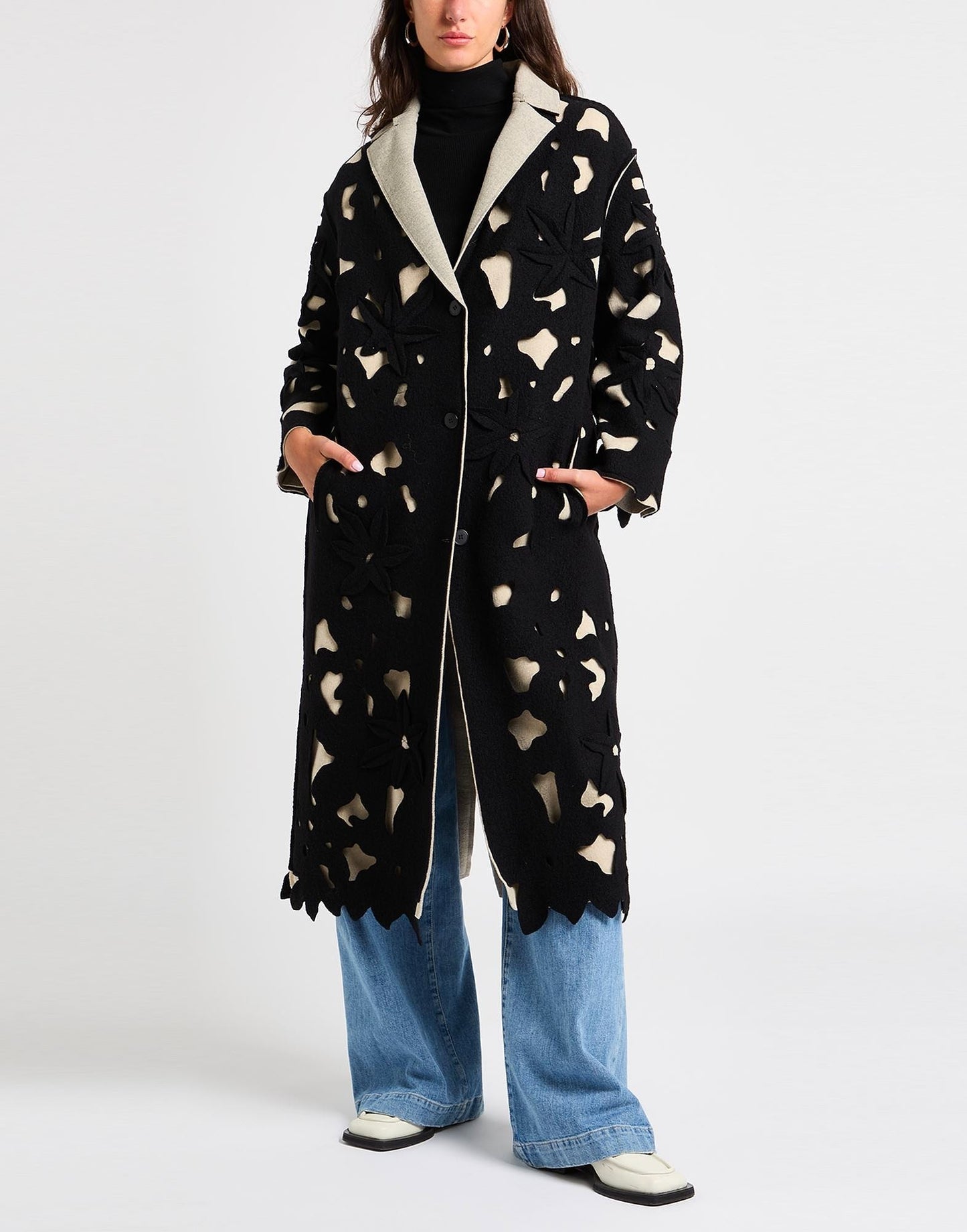 Lapel Long Reversible Coat