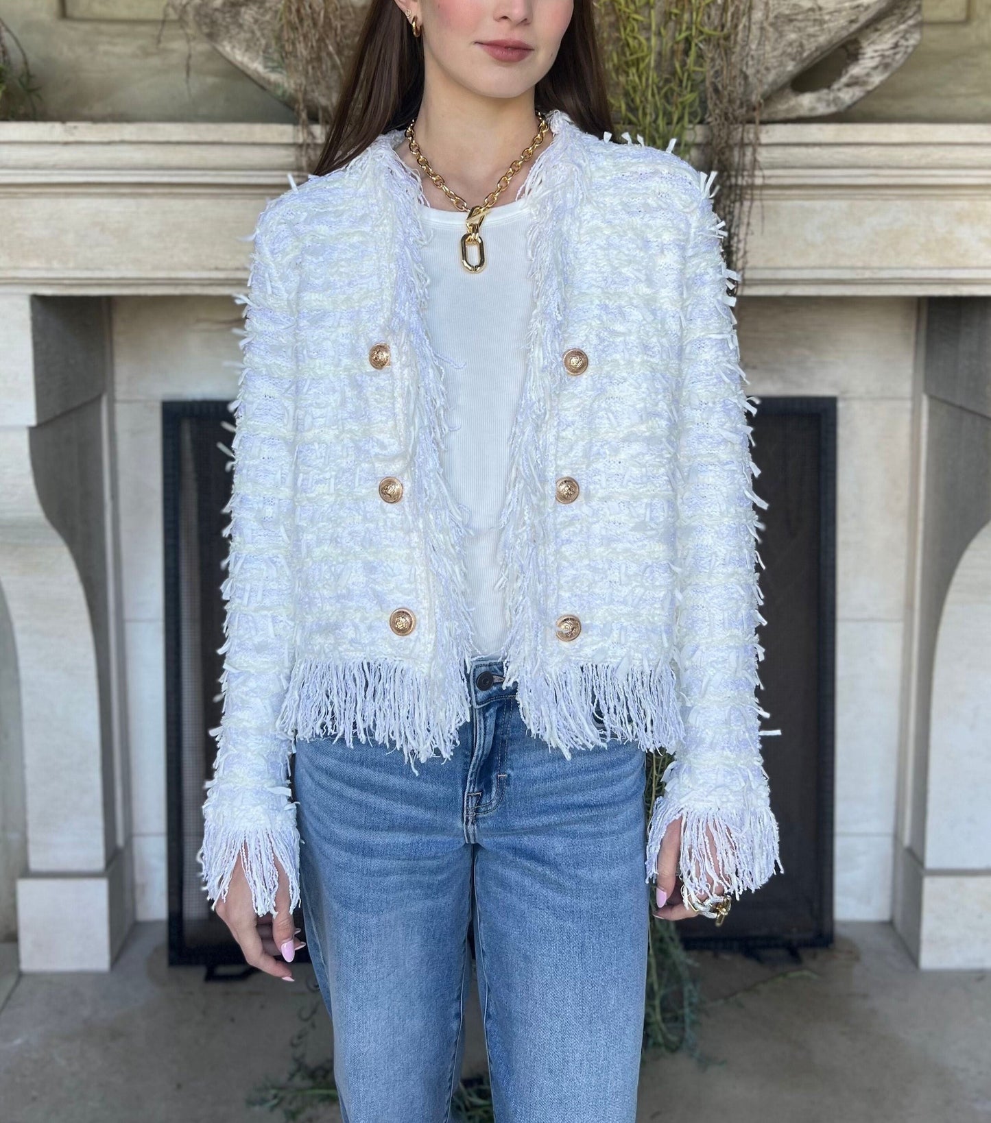 Open Front Fringe Jacket