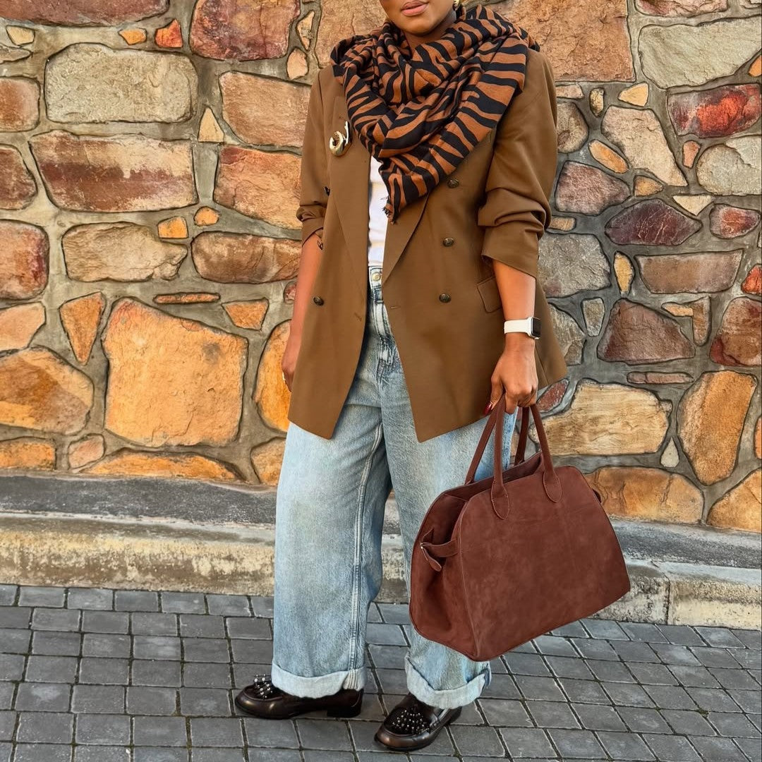 Brown Suede Large-capacity Handbag