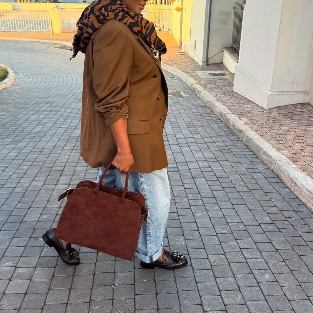 Brown Suede Large-capacity Handbag