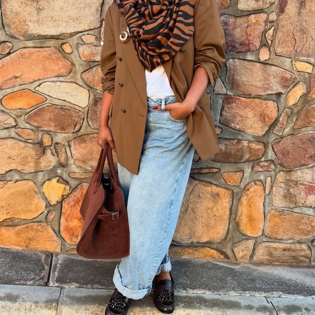 Brown Suede Large-capacity Handbag