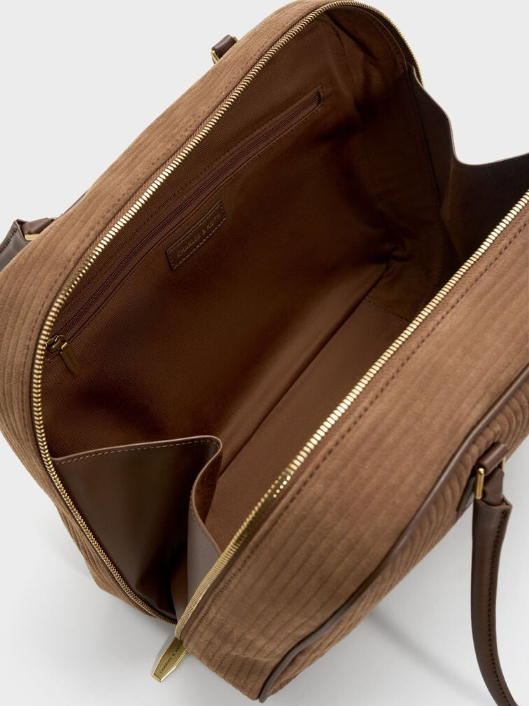 Mocha Brown Large Corduroy Bowling Bag