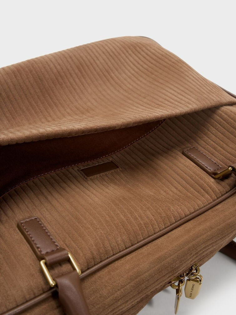 Mocha Brown Large Corduroy Bowling Bag