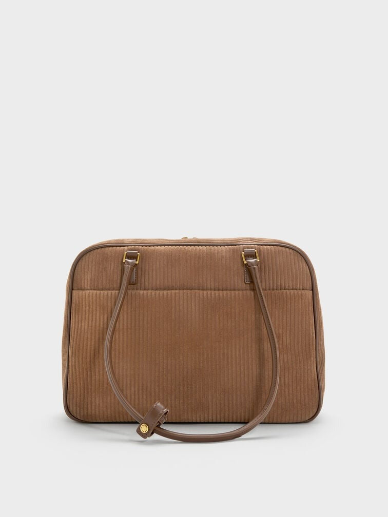 Mocha Brown Large Corduroy Bowling Bag