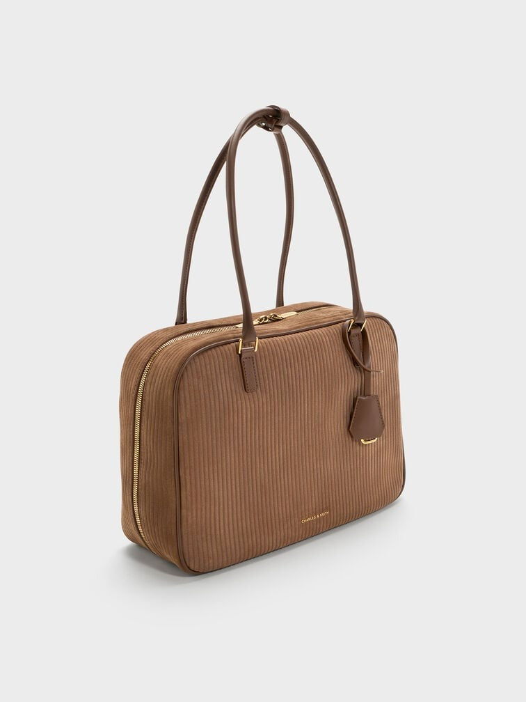 Mocha Brown Large Corduroy Bowling Bag