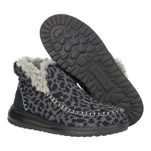 Black Leopard Print Plush Shoes