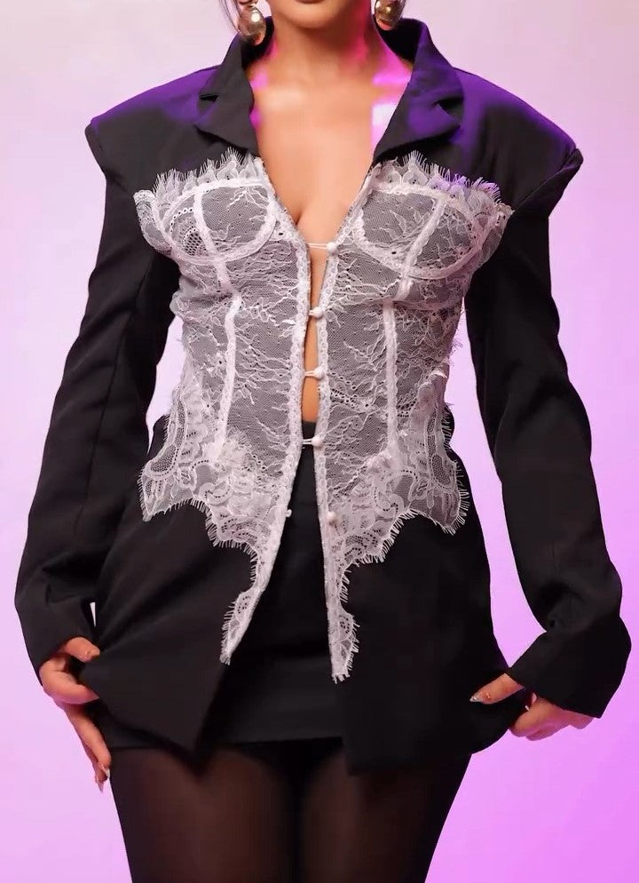 Lace Lapel Blazer