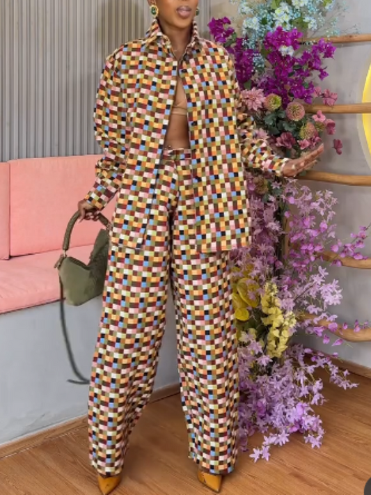 Colorful Vintage Plaid Two Pieces Sets