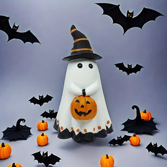 Ghost Pumpkin Resin Decoration