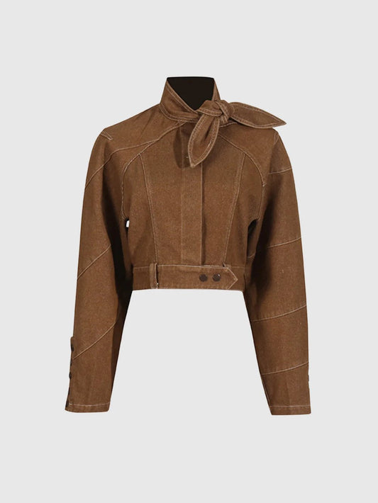 Brown Button Denim Jacket