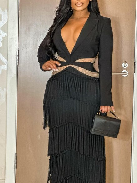 Black Tassel Maxi Dress