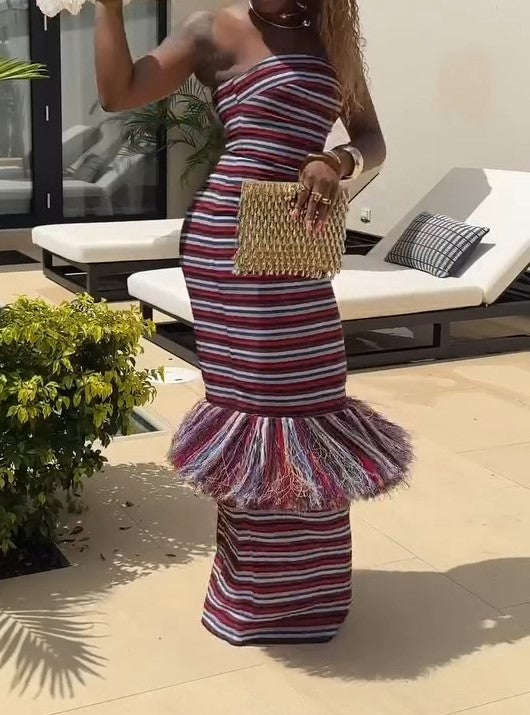 Striped Tassel Coconut Dress