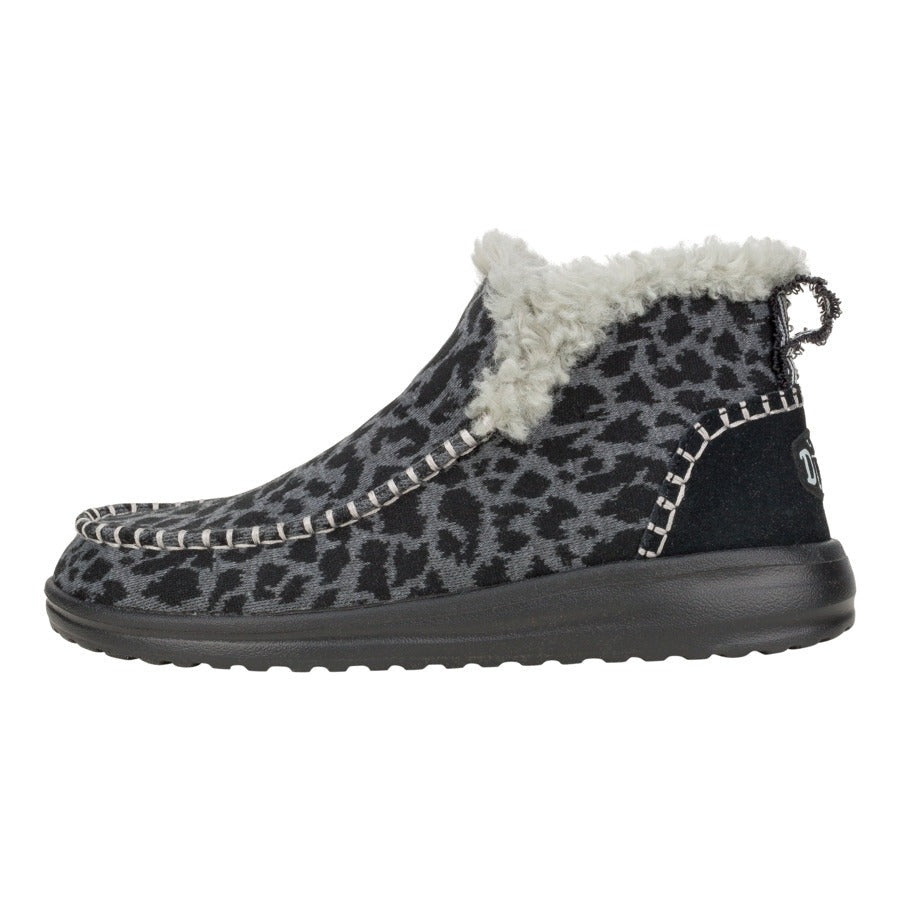 Black Leopard Print Plush Shoes