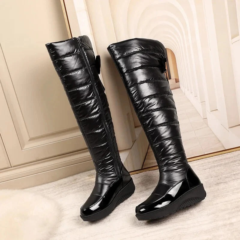 Winter Warm Over the Knee Snow Boots Women Thick Cotton Padded Down Shoes Boot