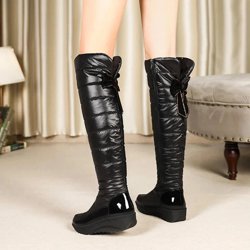 Winter Warm Over the Knee Snow Boots Women Thick Cotton Padded Down Shoes Boot