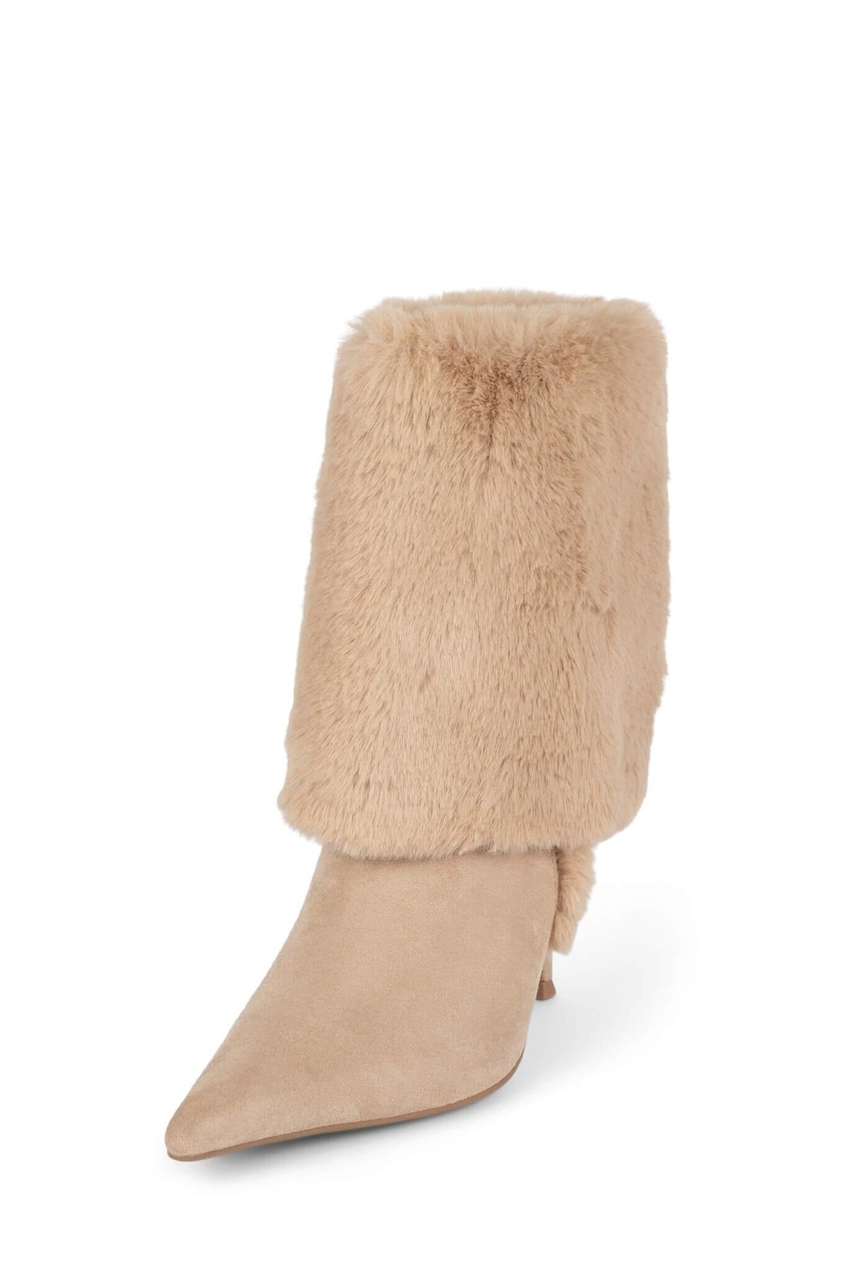 Fold-over Knee-high Faux-fur Heeled Boot
