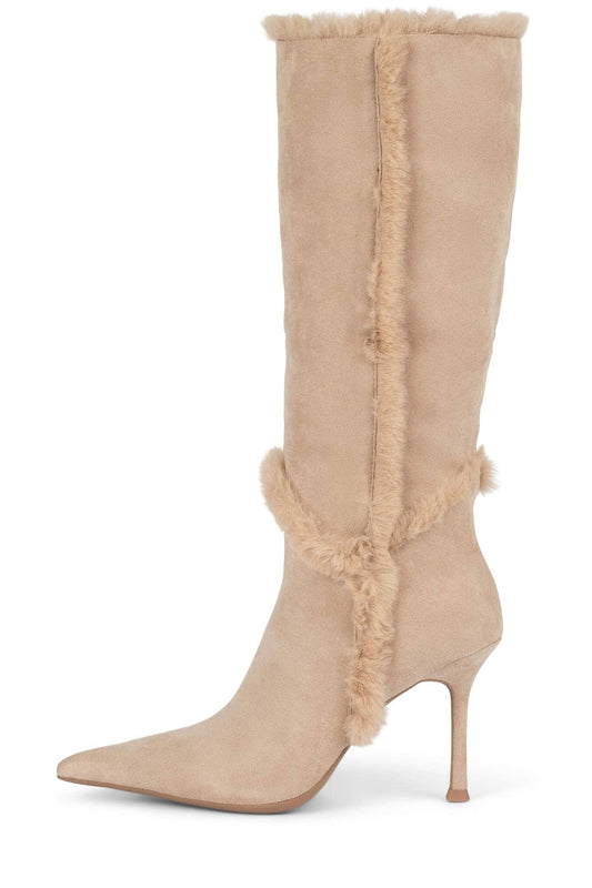 Fold-over Knee-high Faux-fur Heeled Boot