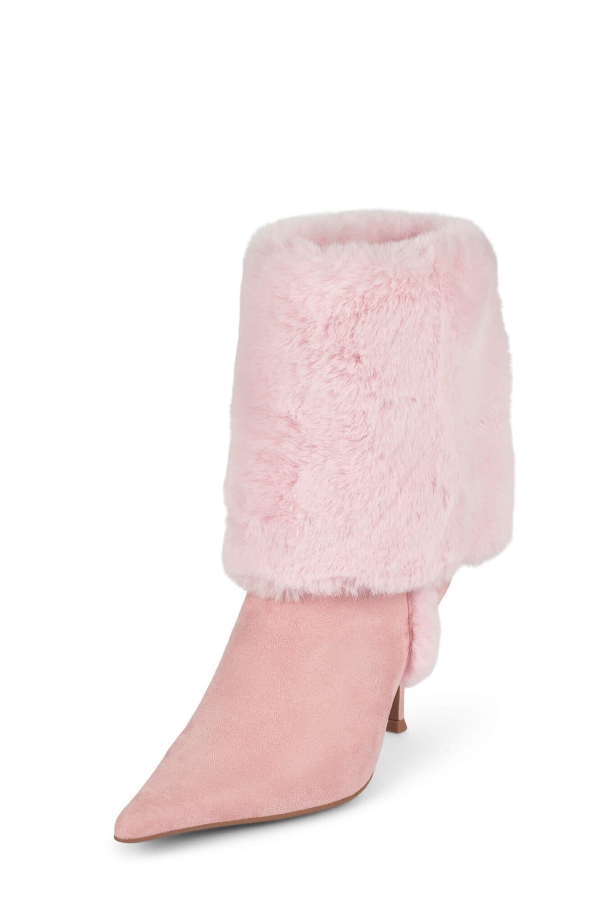 Fold-over Knee-high Faux-fur Heeled Boot