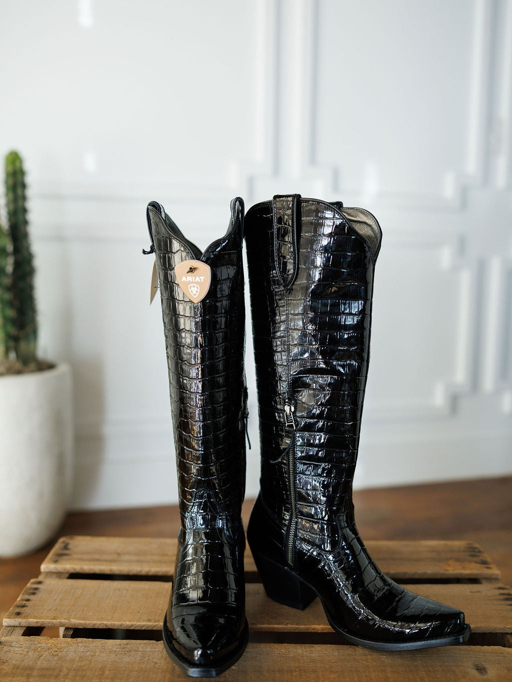 Women's Casanova Croco Embossed Leather Knee High Western Boots