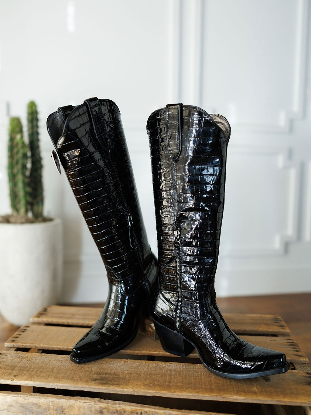 Women's Casanova Croco Embossed Leather Knee High Western Boots