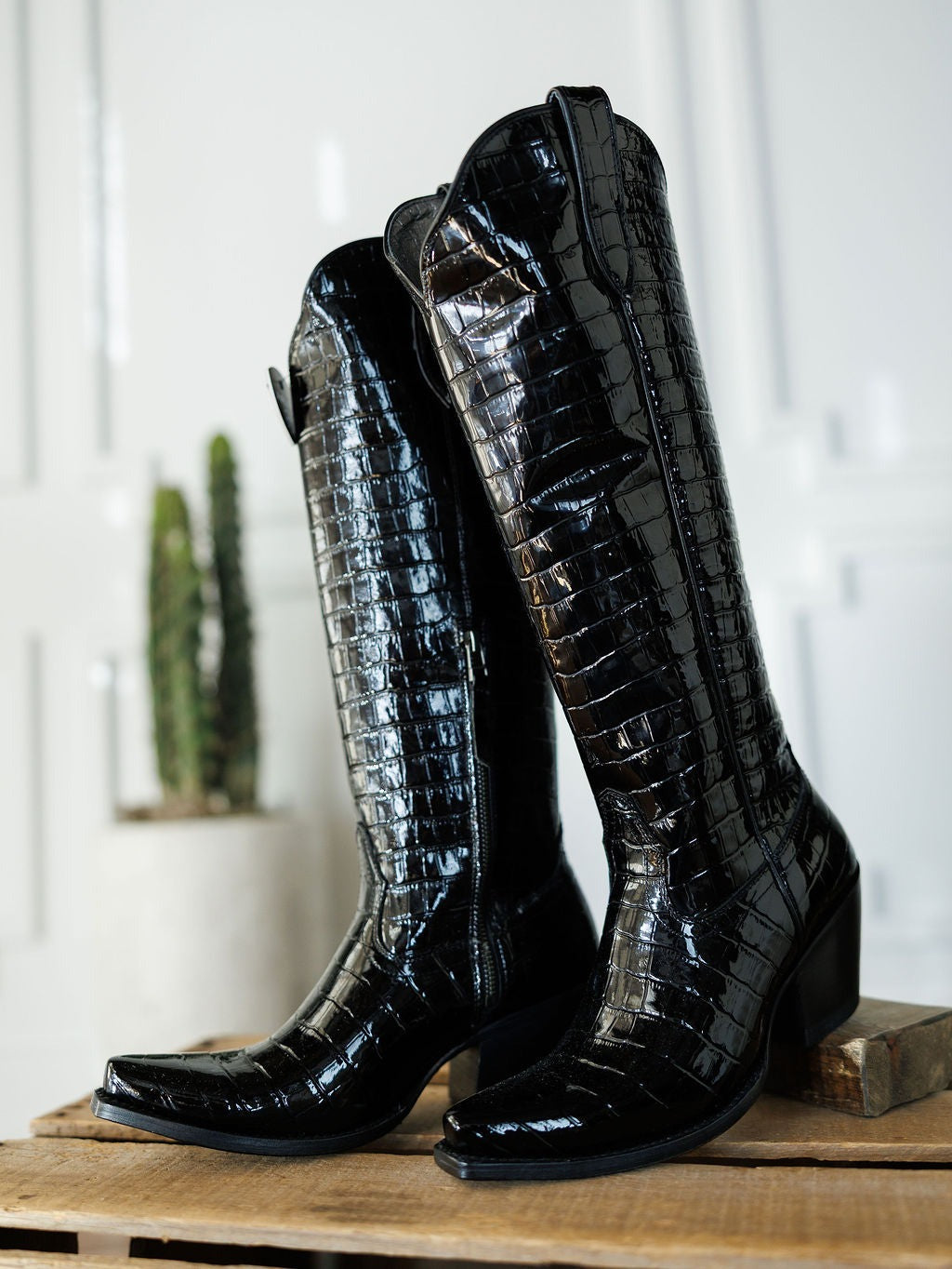 Women's Casanova Croco Embossed Leather Knee High Western Boots