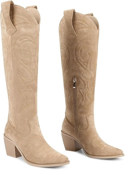 Women's Embroidery Knee  High Cowboy Boots